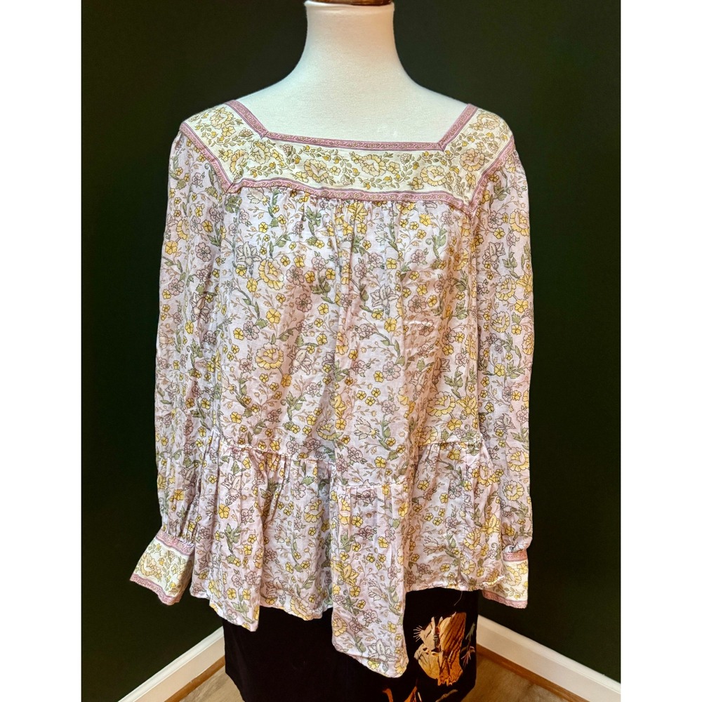 American Eagle Floral Peplum Blouse Cottagecore Prairie‎ Chic Women's M